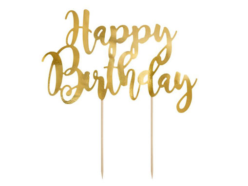 Picture of CAKE TOPPER HAPPY BIRTHDAY GOLD 22.5CM